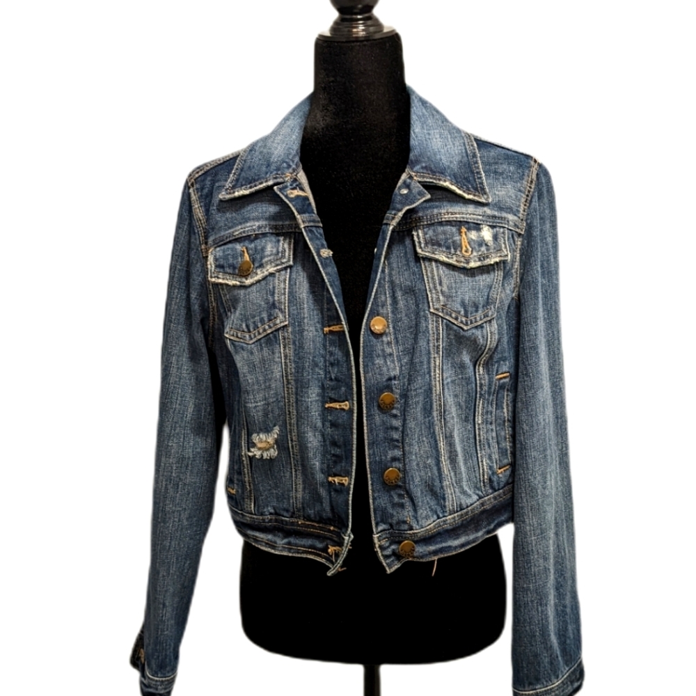 Decree Distressed Cropped Denim Jacket XL